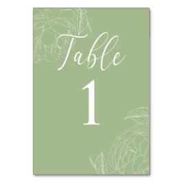 Numeração De Mesa Clássico Elegante Sage Green Floral