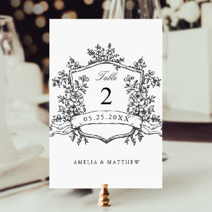 Numeração De Mesa Clássico Festa Floral Negra e Casamento Branco