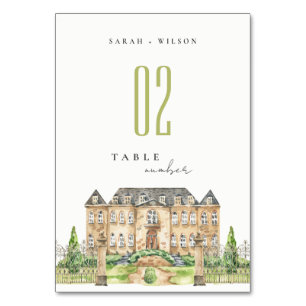 Numeração De Mesa Clássico Jardim Chateau Manor Watercolor Casamento