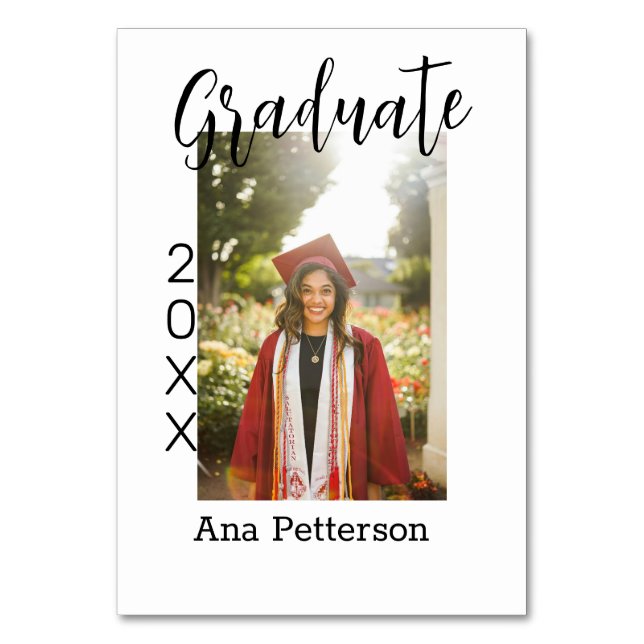 Numeração De Mesa clássico moderno foto de graduado adicionar ano no (Frente)