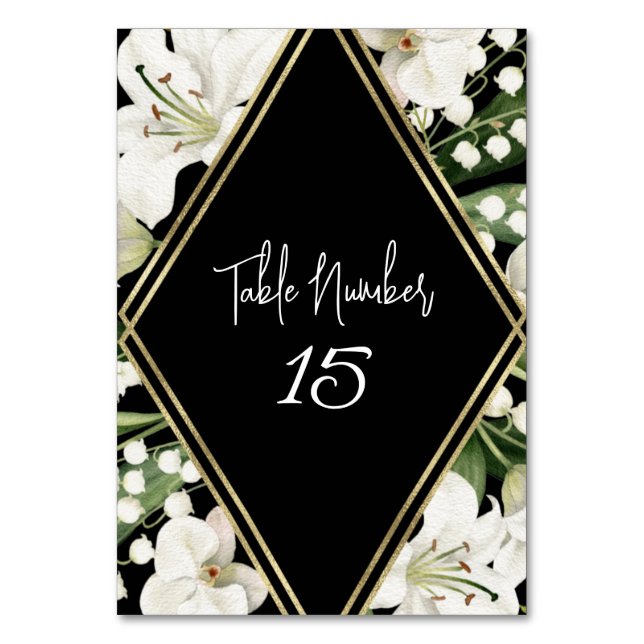 Numeração De Mesa Clássicos do casamento negro Lily Invitation (Frente)