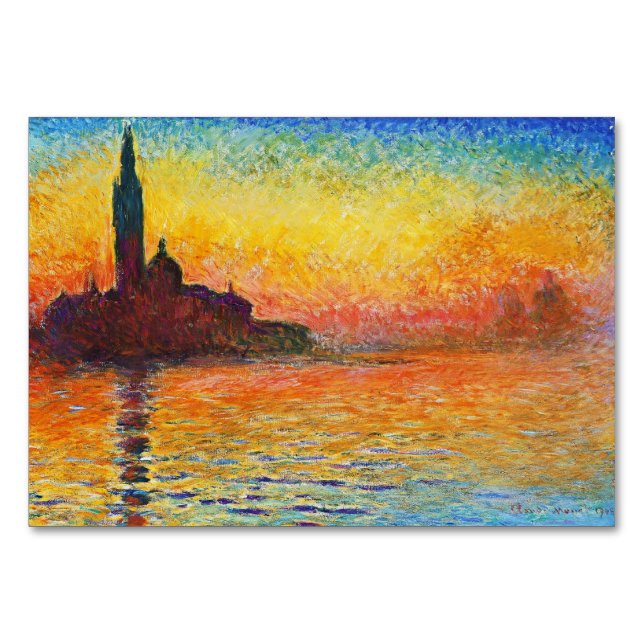 Numeração De Mesa Claude Monet Sunset Em Veneza Impressionista Arte (Frente)