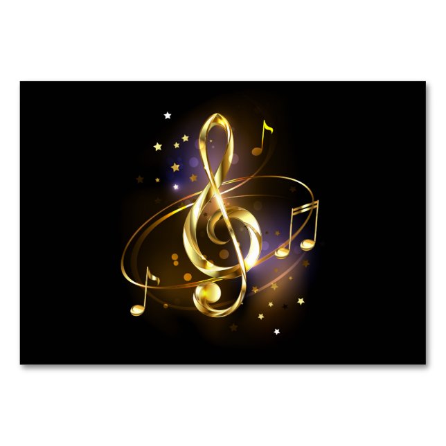 Numeração De Mesa Clef de Sol de Música Dourado (Frente)