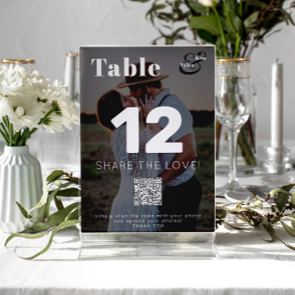 Numeração De Mesa CÓDIGO QR compartilhe o amor foto moderna casament