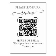 Código QR de Letra Elegante Preta para Avaliação d