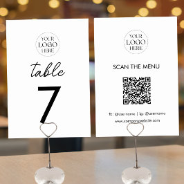 Numeração De Mesa Código QR do Logotipo da Empresa Menu Moderno Mini