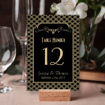 Numeração De Mesa Coleção de Casamentos Art Deco Gatsby, de 1920<br><div class="desc">Estas vintage, estilo Gatsby, cartas de números da mesa de casamento são perfeitas para qualquer casal que planeja um casamento romântico antigo. Personalize facilmente este design, adicionando seu próprio texto personalizado às caixas de modelo fornecido, ou clique no botão "Personalizar" para obter mais configurações avançadas. Itens de casamento correspondentes podem...</div>