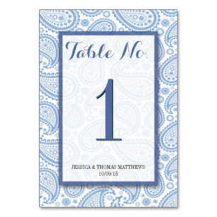 Numeração De Mesa Coleção de Casamentos de Paisley Moderno - Azul