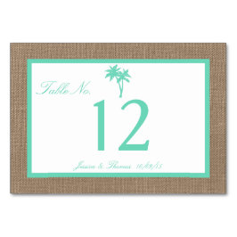 Numeração De Mesa Coleção de Casamentos de Palmeiras Tropicais