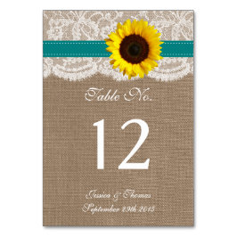 Numeração De Mesa Coleção de Casamentos Russos de Girassol - Teal