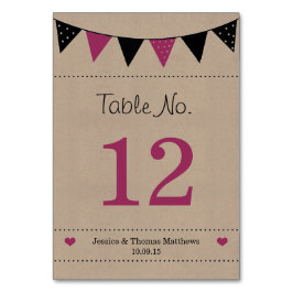 Numeração De Mesa Coleção Moderna de Casamentos de Bunting Rosa