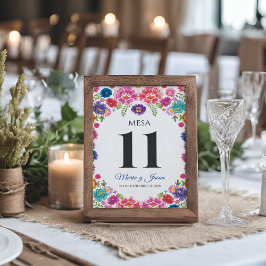Numeração De Mesa Colorful Floral Botanical Fiesta Spanish Wedding