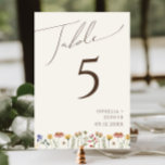 Numeração De Mesa Colorida Wildflower | Número do quadro bege<br><div class="desc">Este girassol colorido | o número da mesa bege é perfeito para o seu casamento simples e caprichoso do arco-íris de verão. Os florais cor-de-rosa brilhante, encantado, amarelo, laranja e dourado dão a este produto a sensação de um jardim primavera hippie elegante minimalista. A design moderna é a arte e...</div>