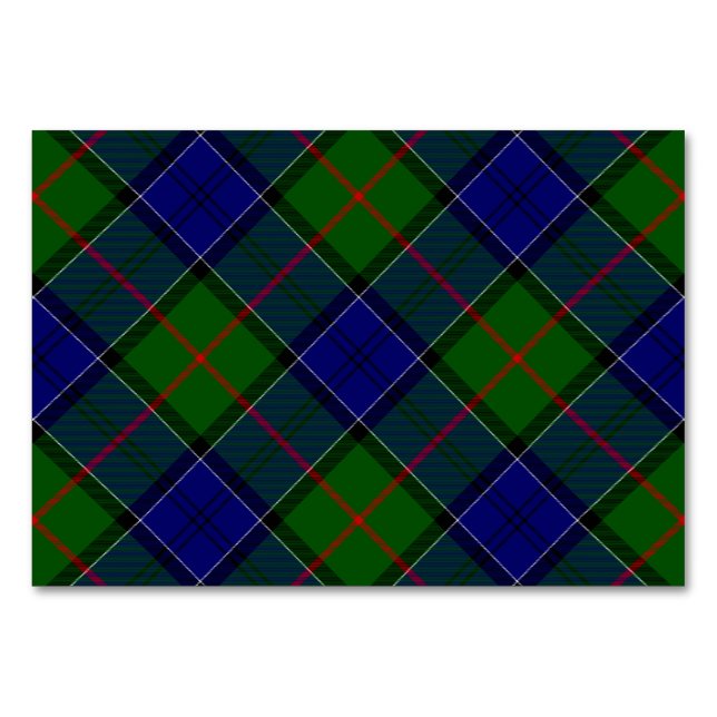 Numeração De Mesa Colquhoun tartan xadrez verde azul (Frente)