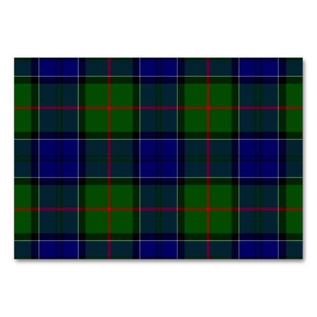 Numeração De Mesa Colquhoun tartan xadrez verde azul (Frente)