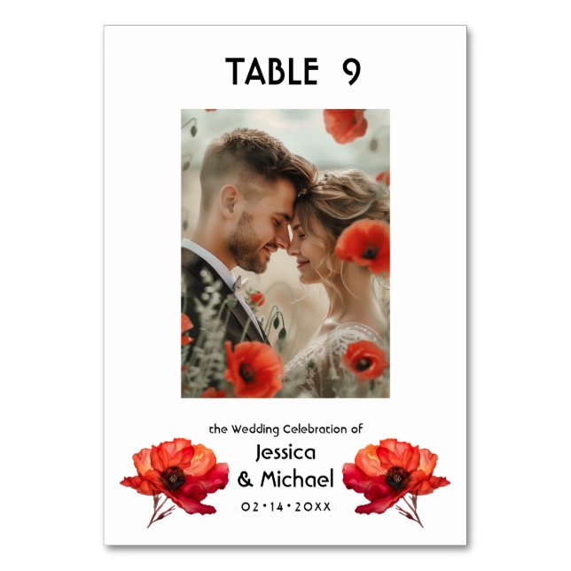 Numeração De Mesa Com a foto Escarlet Elegância Petal (Frente)