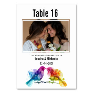 Numeração De Mesa Com foto e lista de convidados casamento Rainbow L