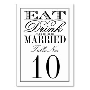 Numeração De Mesa Coma, bebida & seja casamento preto/branco moderno