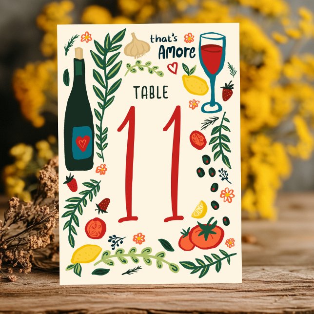 Numeração De Mesa Comida Italiana That's Amore Encantadora CUSTOM Ca (That's Amore Italian Food Charming CUSTOM Wedding Table Number
)