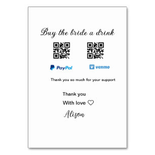 Numeração De Mesa Compre uma bebida para a noiva doação QR Venmo Pay