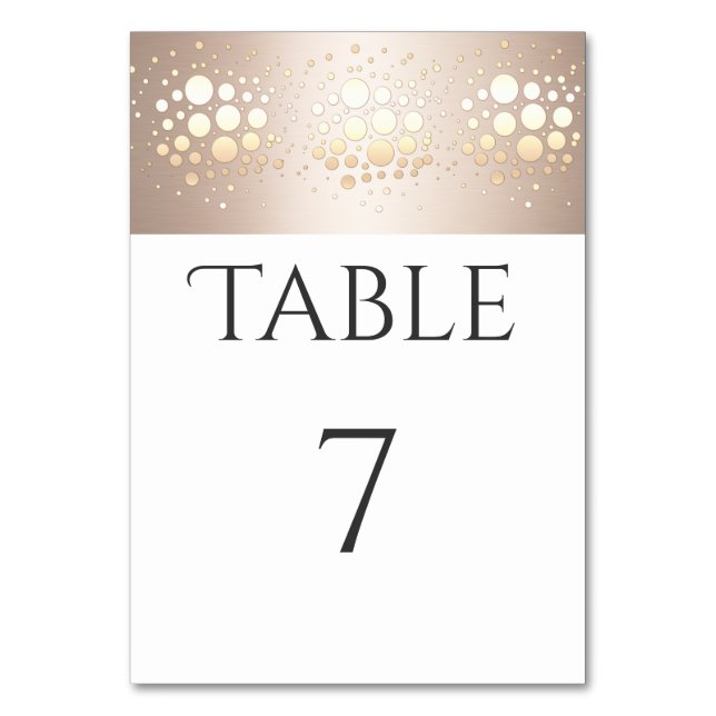 Numeração De Mesa Confete elegante de ouro/bronze moderno (Frente)