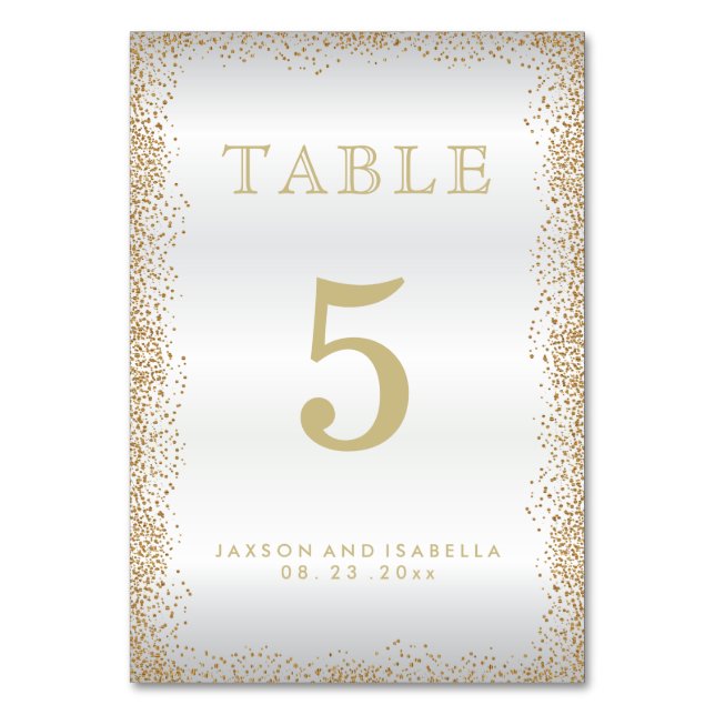 Numeração De Mesa Confetti Dourado e branco - Mesa (Frente)