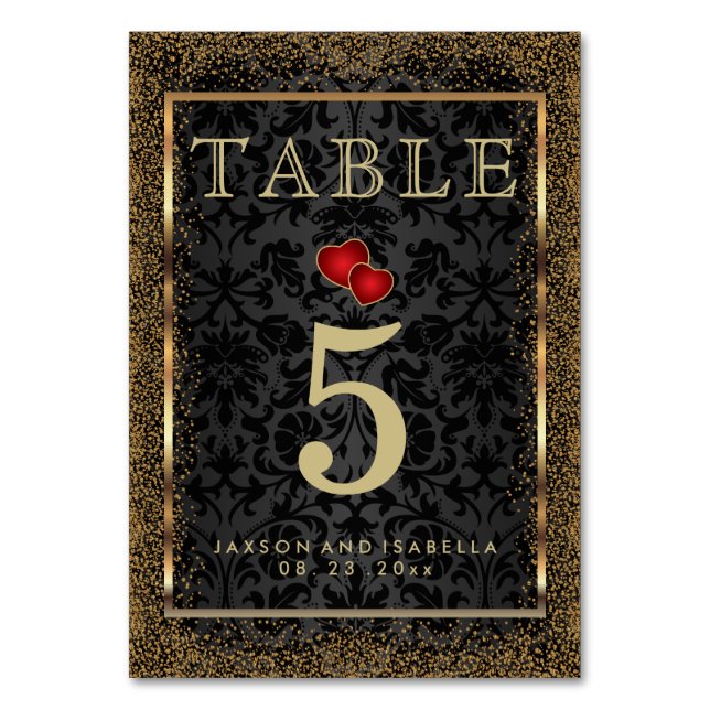 Numeração De Mesa Confetti Dourado e preto - Mesa (Verso)