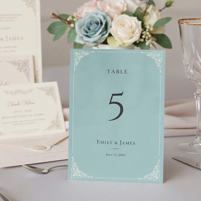 Numeração De Mesa Conjunto de Noiva French Heron Dusty Blue (Criador carregado)
