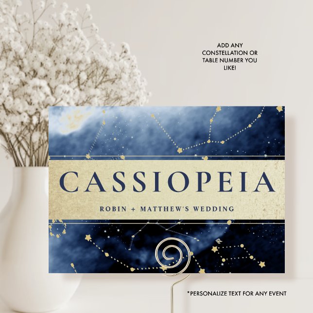 Numeração De Mesa Constelação Cassiopeia (ou Outra) Azul Ouro (Criador carregado)