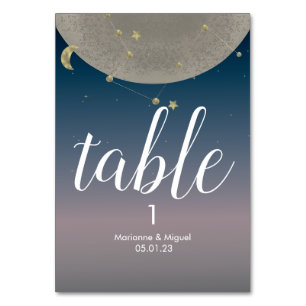 Numeração De Mesa Constelação Lua Cinza Ombre Céu Casamento