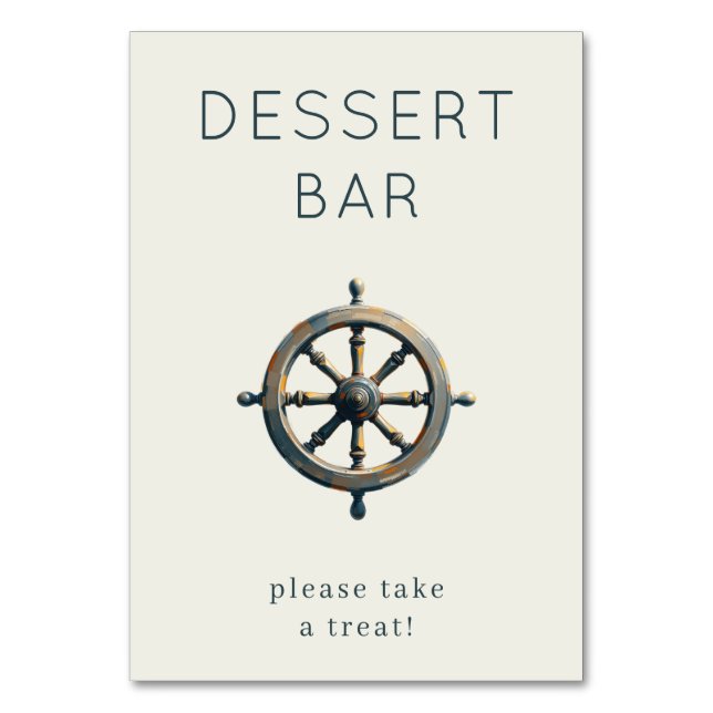 Numeração De Mesa Convidando Roda do Navio Náutico Cinza (Frente)