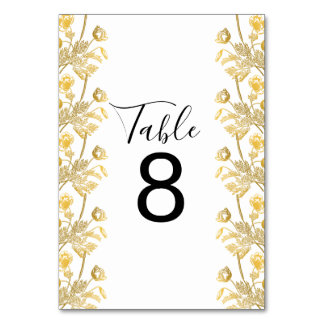 Numeração De Mesa Convite de casamento branco moderno elegante doura
