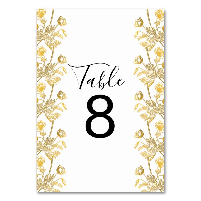 Numeração De Mesa Convite de casamento branco moderno elegante doura (Frente)
