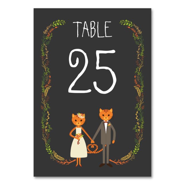 Numeração De Mesa Convite de Casamento de Gatos da Floresta Boho Rús (Frente)