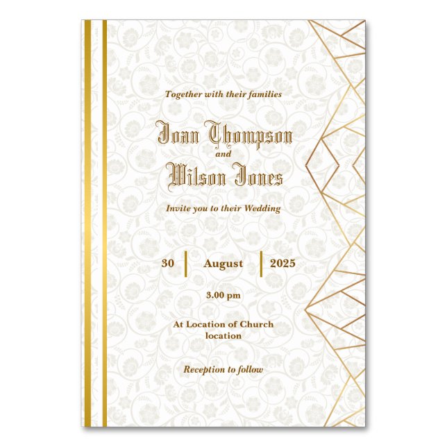 Numeração De Mesa Convite dobrado (Frente)