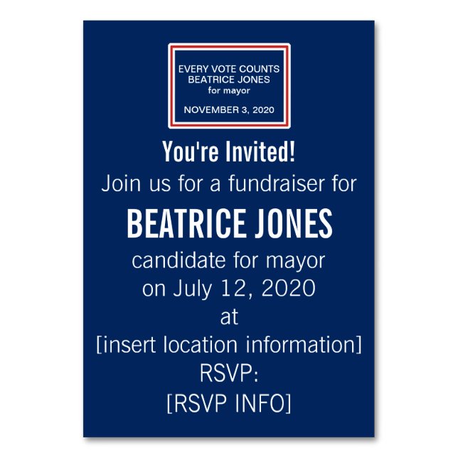 Numeração De Mesa Convite para o Fundraiser da Campanha da Frame Ver (Frente)