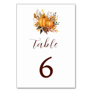 Numeração De Mesa Convite para Pumpkin de Casamento de outono minima
