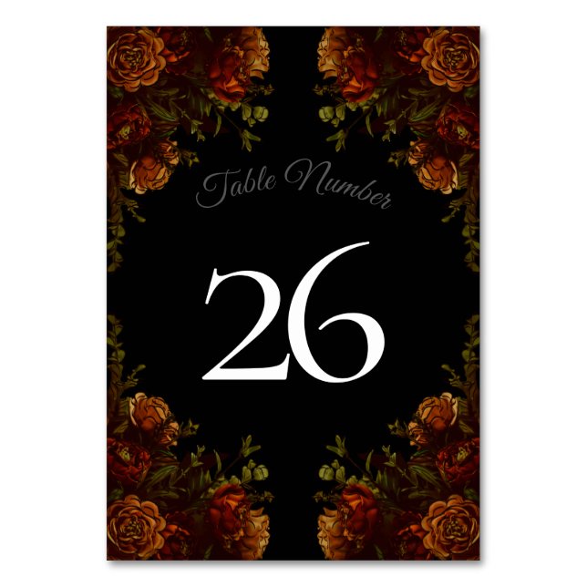Numeração De Mesa Convite Rustic Orange Black Elegant Casamento (Verso)