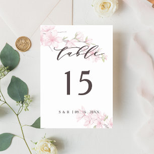 Numeração De Mesa Cor d'água do Flor de Cereja Japonês, Rosa Elegant