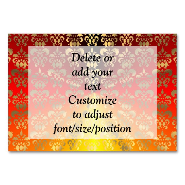 Numeração De Mesa Cor damasco de laranja e ouro (Frente)