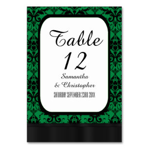 Numeração De Mesa Cor damasco verde e preta