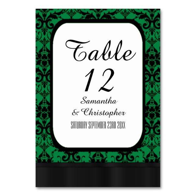 Numeração De Mesa Cor damasco verde e preta (Frente)
