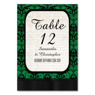 Numeração De Mesa Cor damasco verde e preta