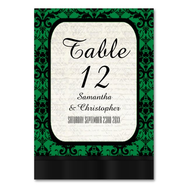 Numeração De Mesa Cor damasco verde e preta (Frente)