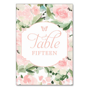 Numeração De Mesa Cor de Água Floral Cor Rosa