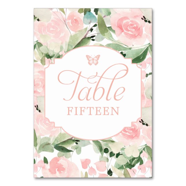 Numeração De Mesa Cor de Água Floral Cor Rosa (Frente)