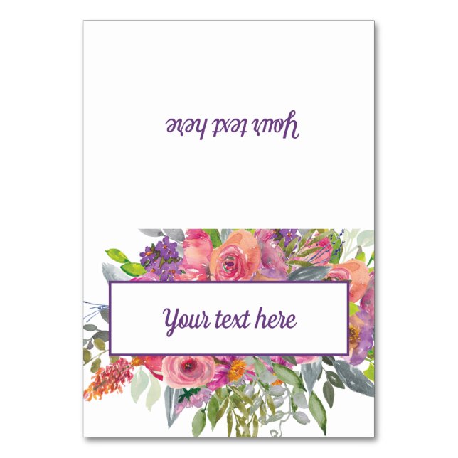 Numeração De Mesa Cor de Água Púrpura Rosa Floral (Frente)