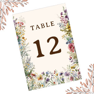 Numeração De Mesa Cor Floral de Flor Selvagem de Cor Oral
