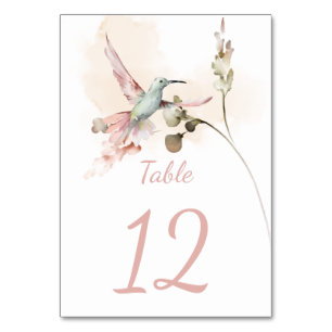 Numeração De Mesa Cor Floral do Hummingbird Rosa e Verde