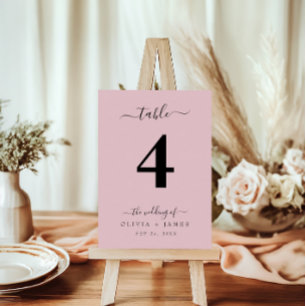 Numeração De Mesa Cor Rosa Sólido Simples Número da Tabela Casada